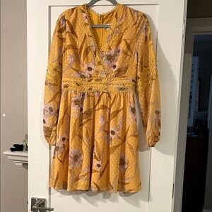 Ted Baker Yellow Lace Trim Dress